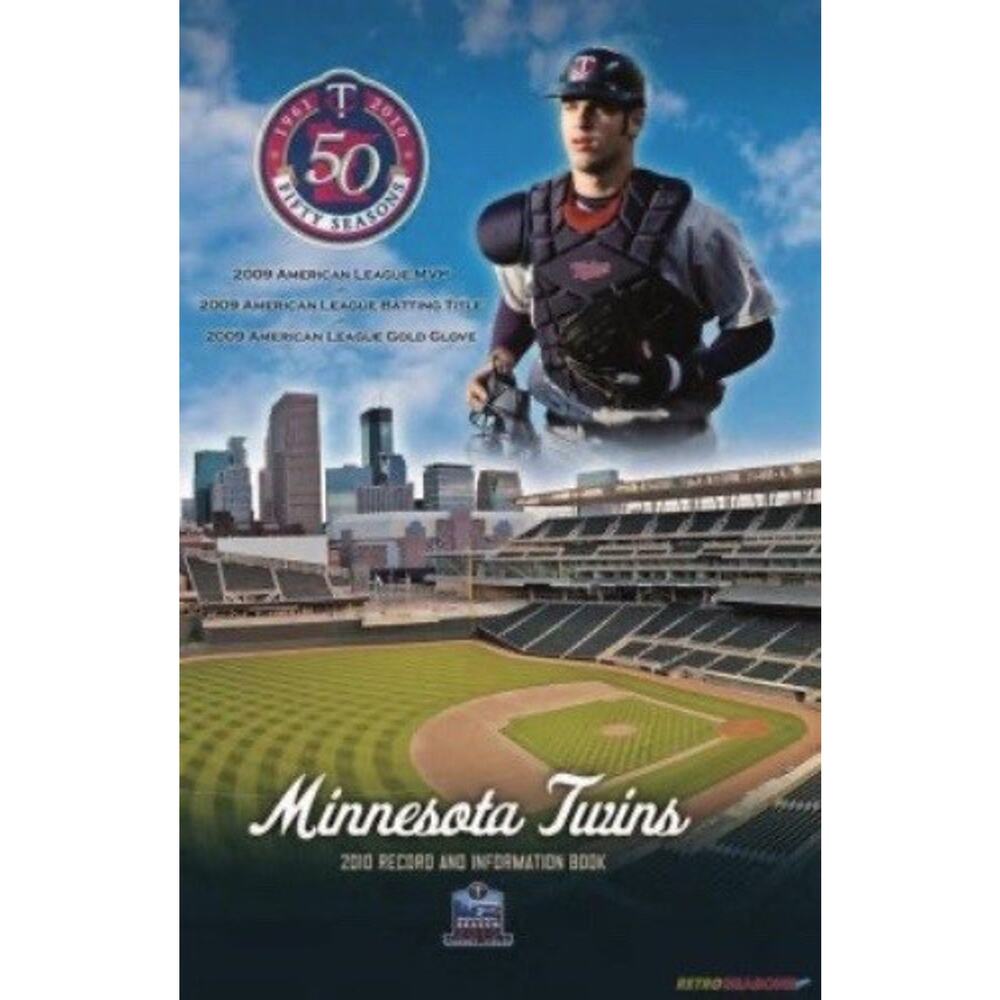 Minnesota Twins 2010 Record and Info Book MLB Team Cover On 12x8in Metal Sign